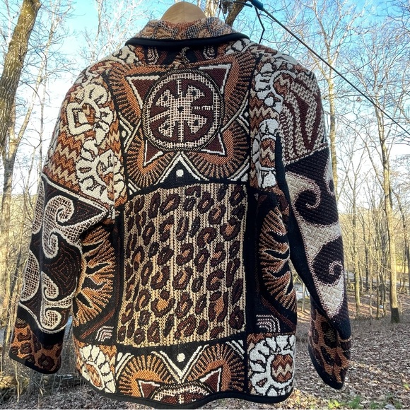 Kokopelli Southwestern Cowboy Tapestry Concho Cardigan Jacket Size Medium - Picture 2 of 6